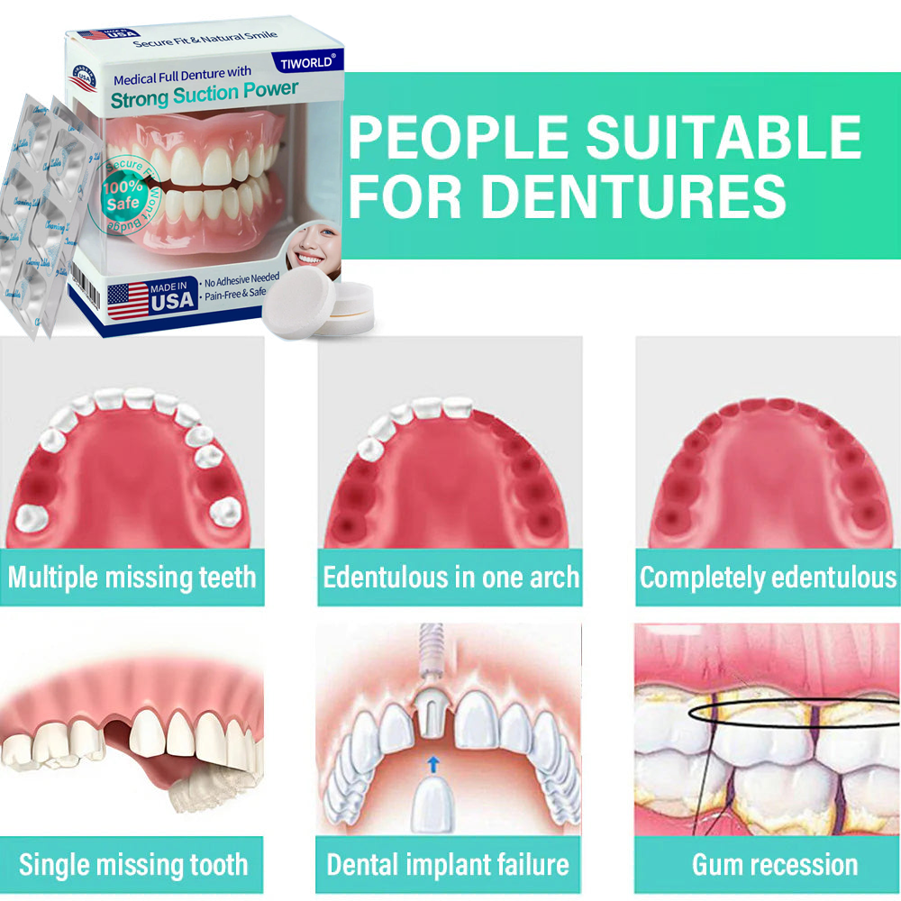 Tiworld® Medical Full Denture with Strong Suction ✅ Made and Shipped from the USA🍀